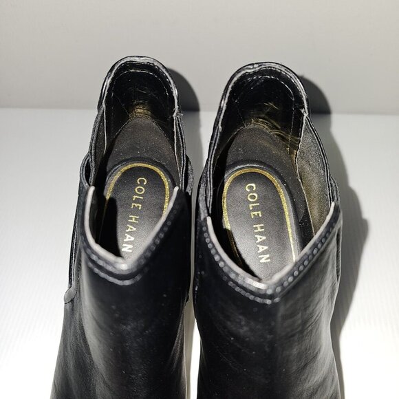 NEW Cole Haan Jones Ankle Bootie Womens 9.5 Black Leather Peep Toe Heel Shootie - Picture 8 of 13
